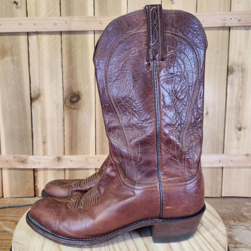 Lucchese N1596 Western Cowboy Boots Mens 10.5 D Brown Classic Ranch Hand Leather